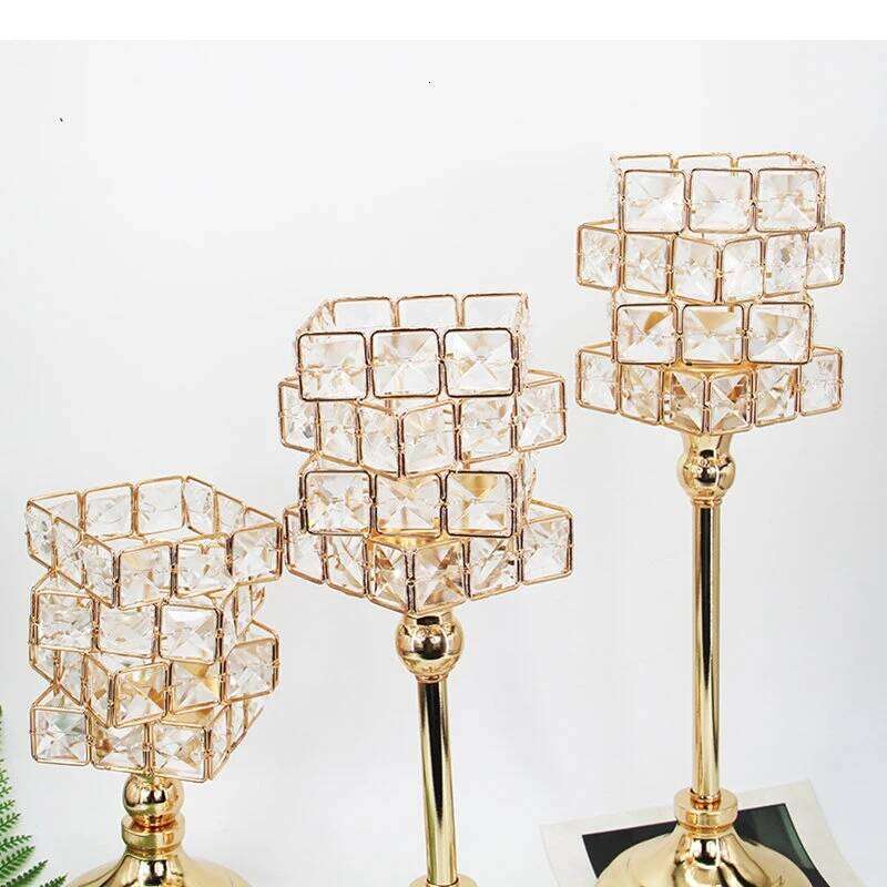 Crystal Candlestick Metal Stand Candelabros Home Desktop Candle Holders Candles Ornaments Decor Wedding Decoration Y260131