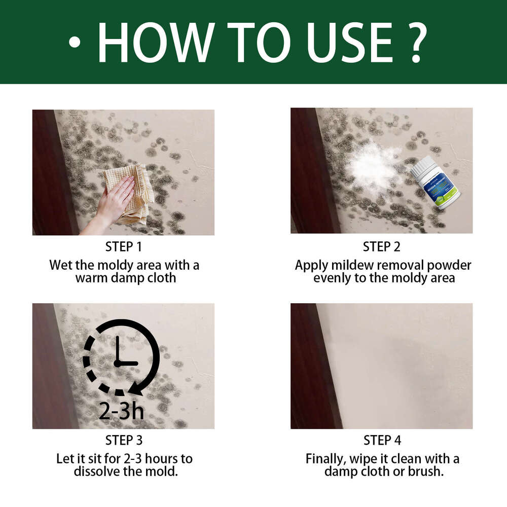 Jaysuing Mildew Removal Powder Multi-Purpose Household Cleaner for Walls, Refrigerators, Washing Machines, Gaskets, Tiles, and Sinks S260202