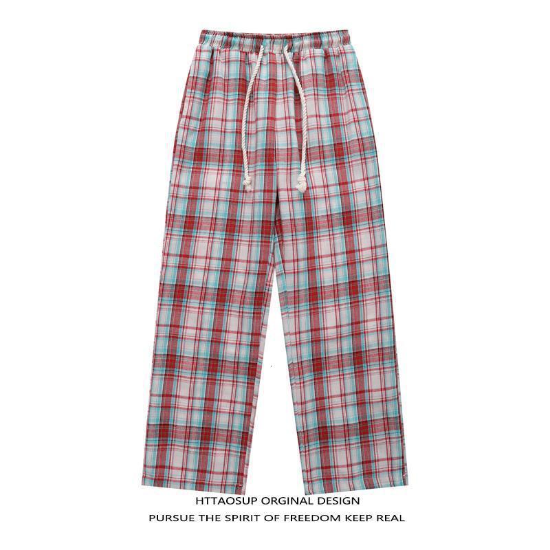 American Style Drawstring Wide Leg Plaid Casual Pants Men and Women Autumn Plaid Sweatpants 251129