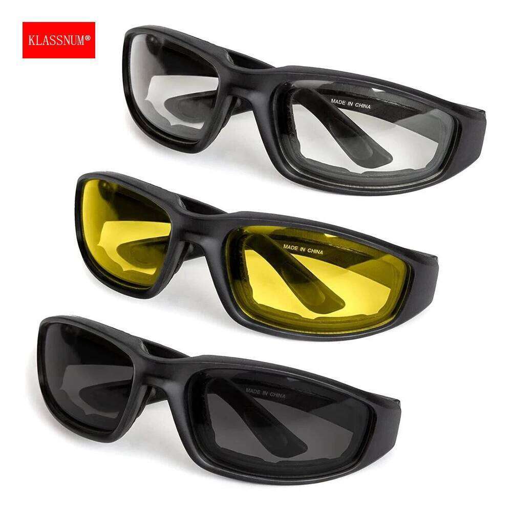 KLASSNUM Yellow Lens Sunglassese For Driving Anti-UV Motorcycle Riding Glasses Padding Goggles Outdoor Sports Women Sunglasses H260202