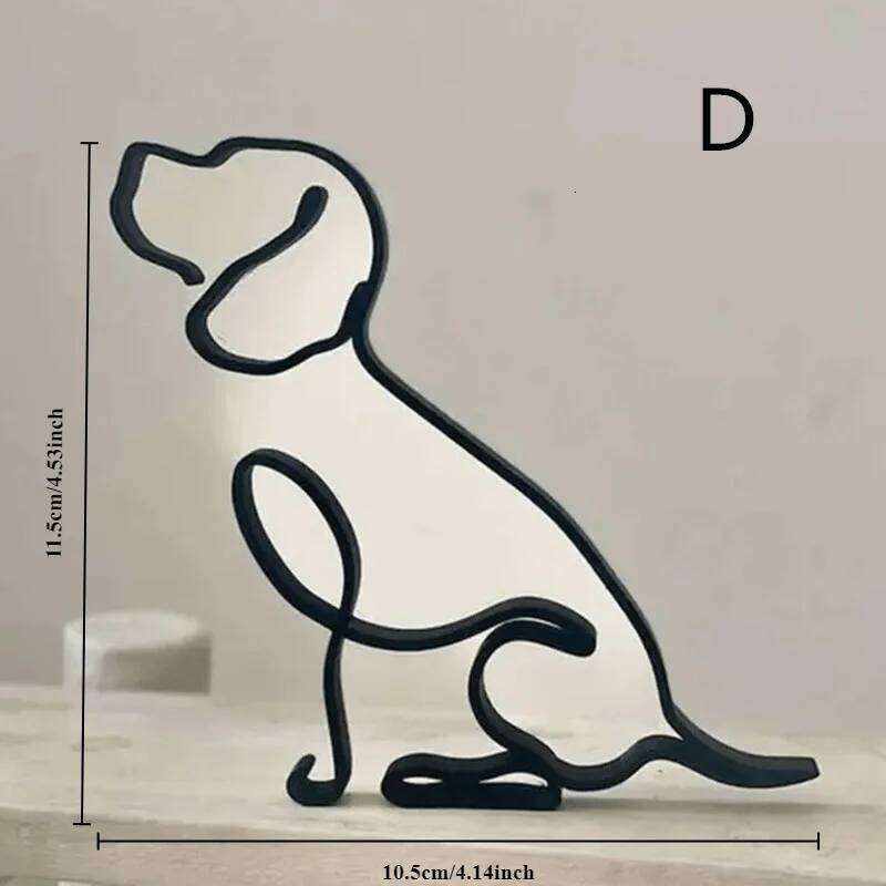 Creative Sculpture Metal Dog Abstract Minimalist Art Iron Figurines Office Desktop Accessories For Home Decoration Supplies Y260202