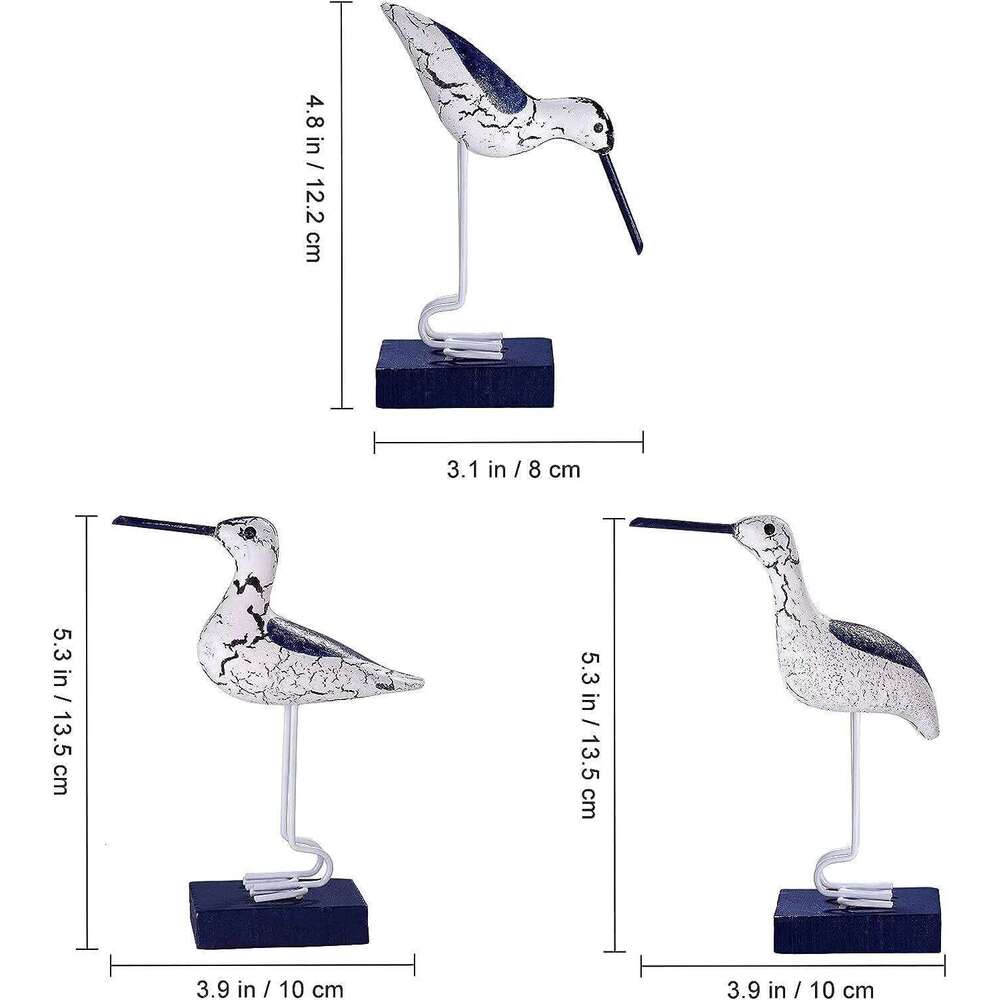 3pcs Wooden Seagull Figurine Nautical Decorations Ornaments Mediterranean Style Coastal Beach Room Garden Decoration for Bedroom Y260202