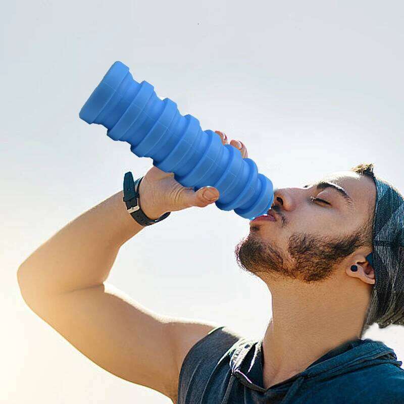 550ml bottle cup, reusable BPA-free silicone collapsible water bottle, suitable for hiking in travel gym Z260202