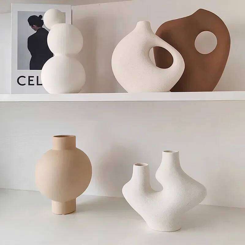 LIVETAI Ceramic Aesthetic Vase, Bouquet Large Decorative Vase Ornament for Home Bathroom Table Centerpieces Bookshelf Decor Y260202