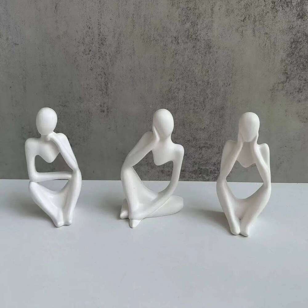 DIY Art Simple European Abstract Human Body Thinker Ornament Sculpture Resin Gypsum Home Decoration Candle Silicone Mold Y260202
