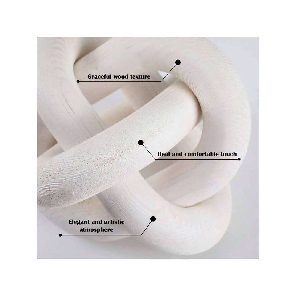 Hand Carved Coffee Table Decoration, Boho Chain Link Decor, Modern Shelf, Rustic Objects for Home Living Room Bedroom Y260202