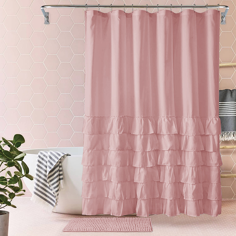 YL-38260 New Pleated Bathroom Shower Curtain, Polyester, Mildew-proof and Waterproof, Hotel Partition