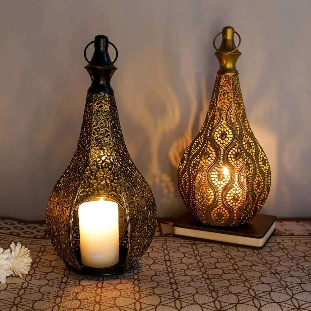 Elegant Metal Candle Holder - Decorative Tabletop Lantern Home, Perfect for Chinese New Year & Ramadan Celebrations Y260131
