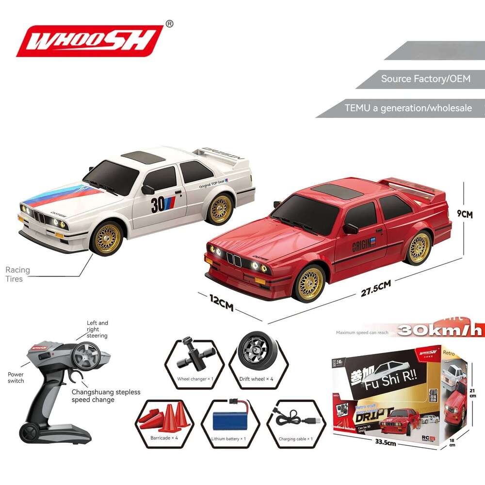 New Four-Wheel Drive 1:16 Retro E30 Sports Remote Control 4wd 30km/H High Speed Drift 2.4g Cvt Rc Car Toy Boy Y260131