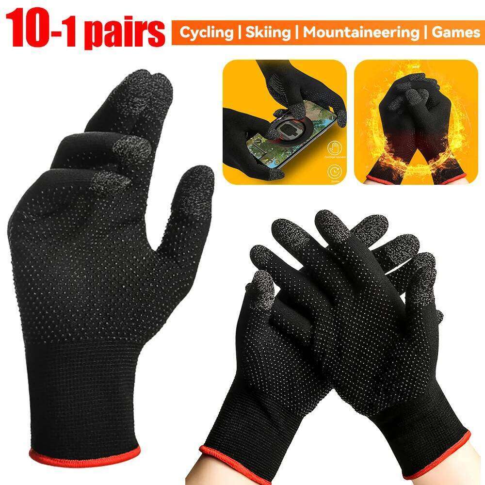 1-10Pair Unisex Anti Slip Touch Screen Breathable Sweatproof Knit Thermal Motorcycle Gloves Sports Full Finger XJ260202