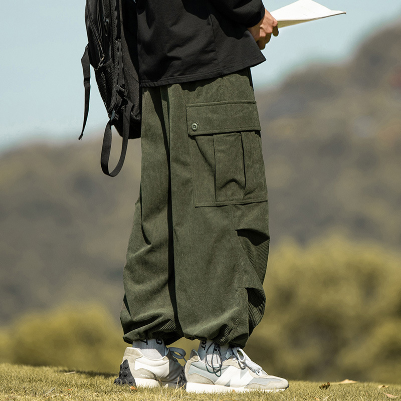 New design Oversized Wide Leg Cargo Pants, Men's Japanese Style Relaxed Fit Trousers, City Boy Inspired Casual Wear in Extended Sizes - view 3