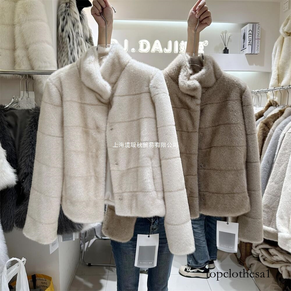New Luxurious Mink for Women, Faux Rabbit Short Thickened Fur Coat in Winter Beige and Apricot Colors