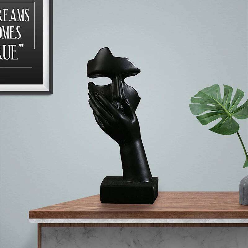1PC, creative abstract action decorative items, black thinker figure sculpture, home soft furnishings Y260202