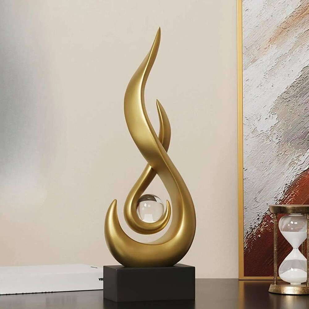 Resin Abstract Fire Statue Modern Art Sculpture Desk Ornament Vintage Study Office Home Interior Arrange Decorative Figurines Y260202
