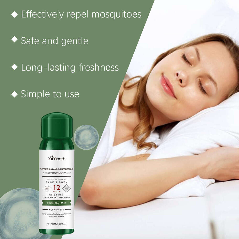 Ximonth Quick-Dry Green Tea Spray Cooling Plant Refreshing Mosquito Repellent Gentle Fragrance Body Freshener S260202