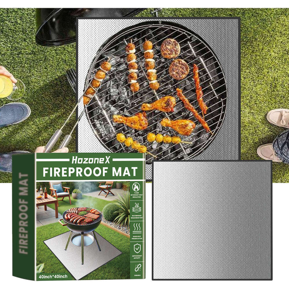 HozoneX Outdoor Lawn Patio BBQ Fireproof Waterproof Square Protective Mat S260202