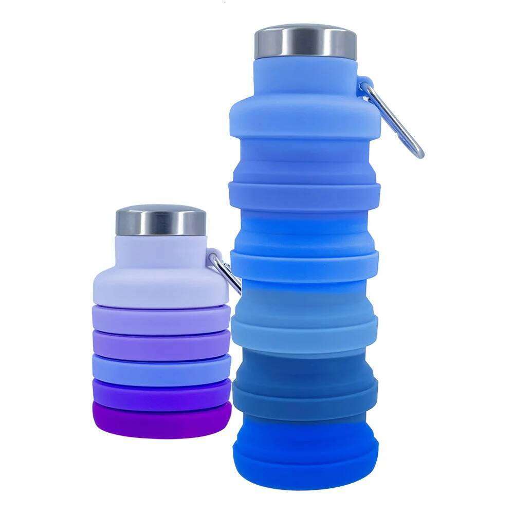 New Portable Silicone Water Retractable Folding Coffee Bottle Cups E Outdoor Travel Tools Collapsible Sport Bottles Z260202