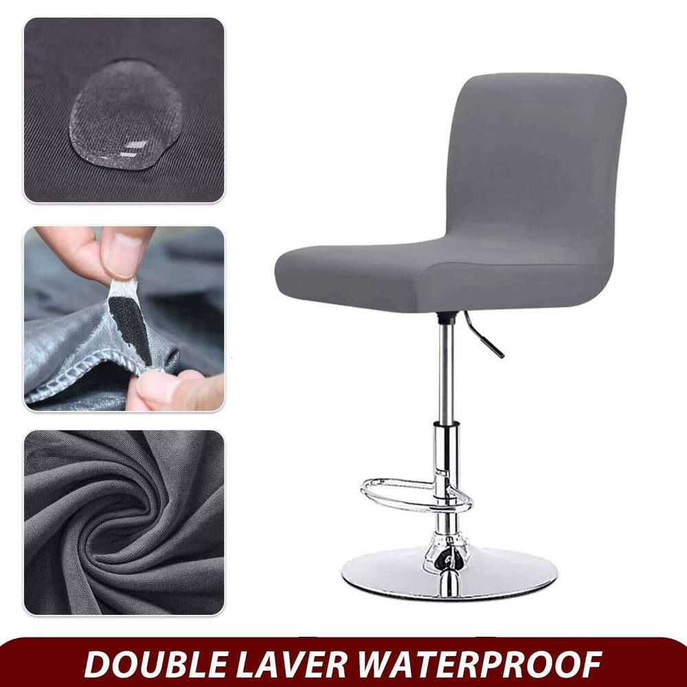 Waterproof Bar Stool Short Back Office Rotating Lift Chair Slipcover Elastic Seat Cover for Hotel Banquet Dining 26Y0202