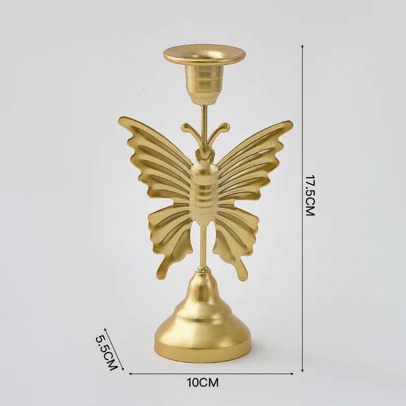 1 Piece Retro Butterfly Flower Iron Candlestick Romantic Candlelight Dining Table Decoration Y260131
