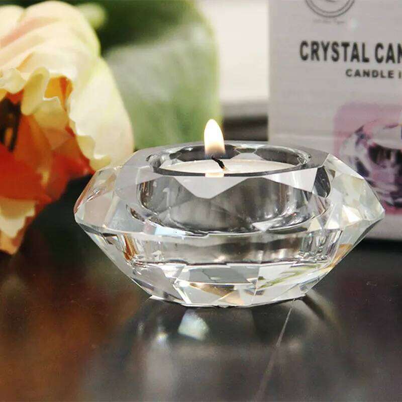 Clear Crystal Glass Candlestick Diamond-shaped Candle Holder For Candlelight Home Decoration Y260131