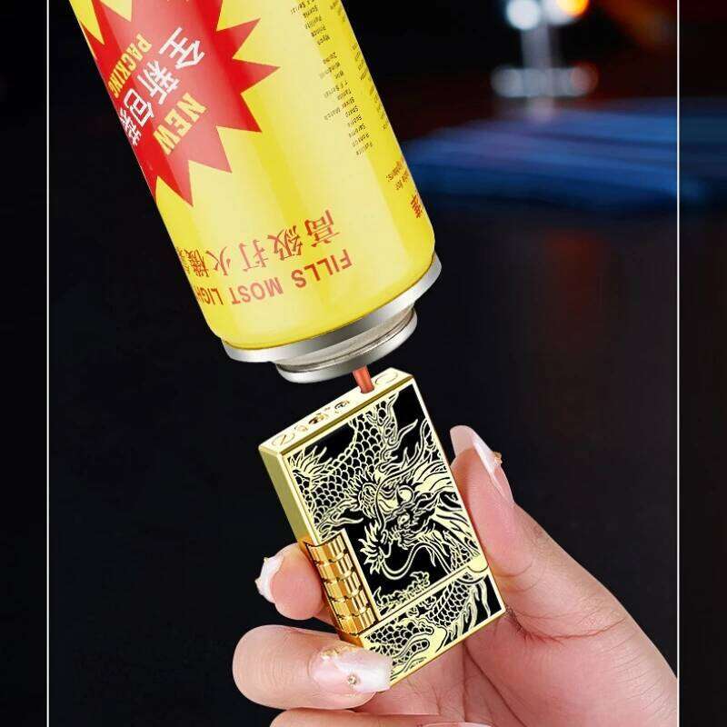 2024 Metal Steel Sound Chinese Dragon Oblique Fire Inflatable Lighter Side Pulley Igniting Butane Gas Pipe Lighters Smoking Gift W260202