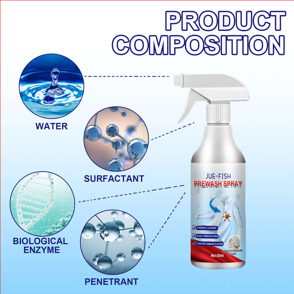 Jue-fish Clothing Spray Gentle Cleaning for Clothes Shoes Socks Oil Yellow Stubborn Stains Stain Remover Cleaner S260202