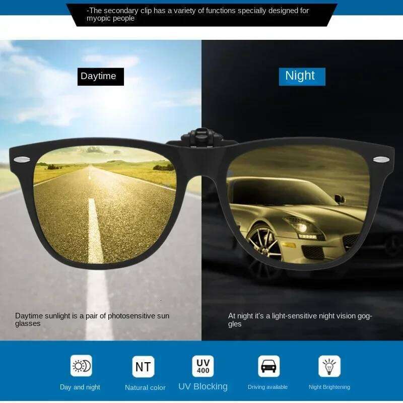 Men Photochromic Polarized Lens Flip Up Clip on Sunglasses Women Driving Sun Glasses with Clips 2024 Trending Product Shades H260202