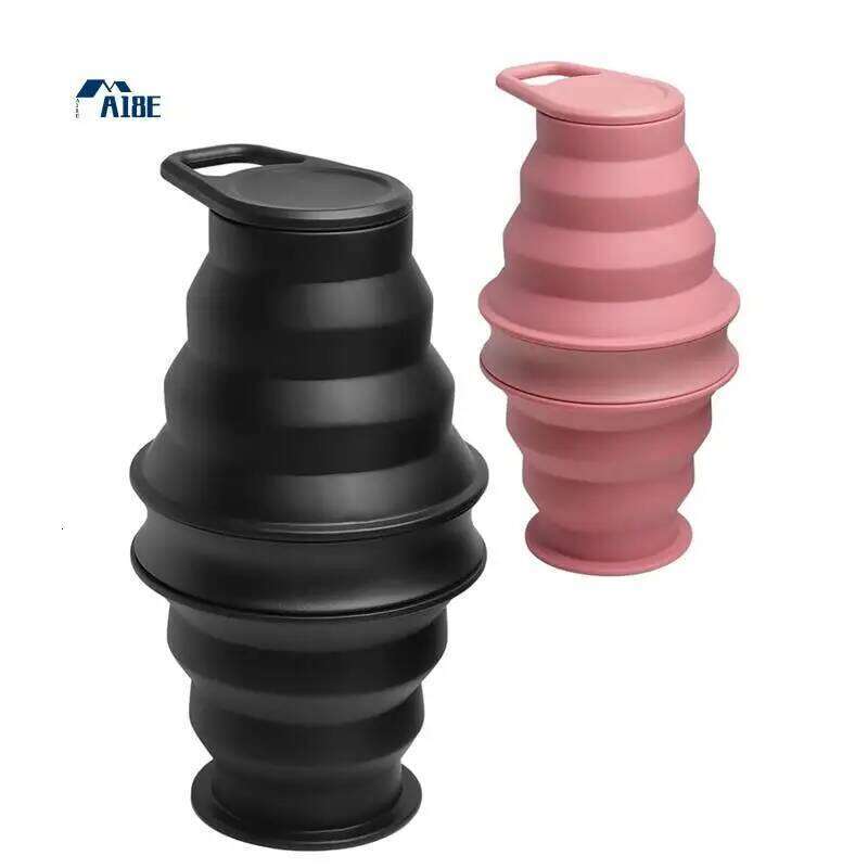 A18E-2PCS Collapsible Water Bottles 17 Oz BPA Free Leak Proof Foldable Silicone Bottle With Anti-Collapse Ring Z260202