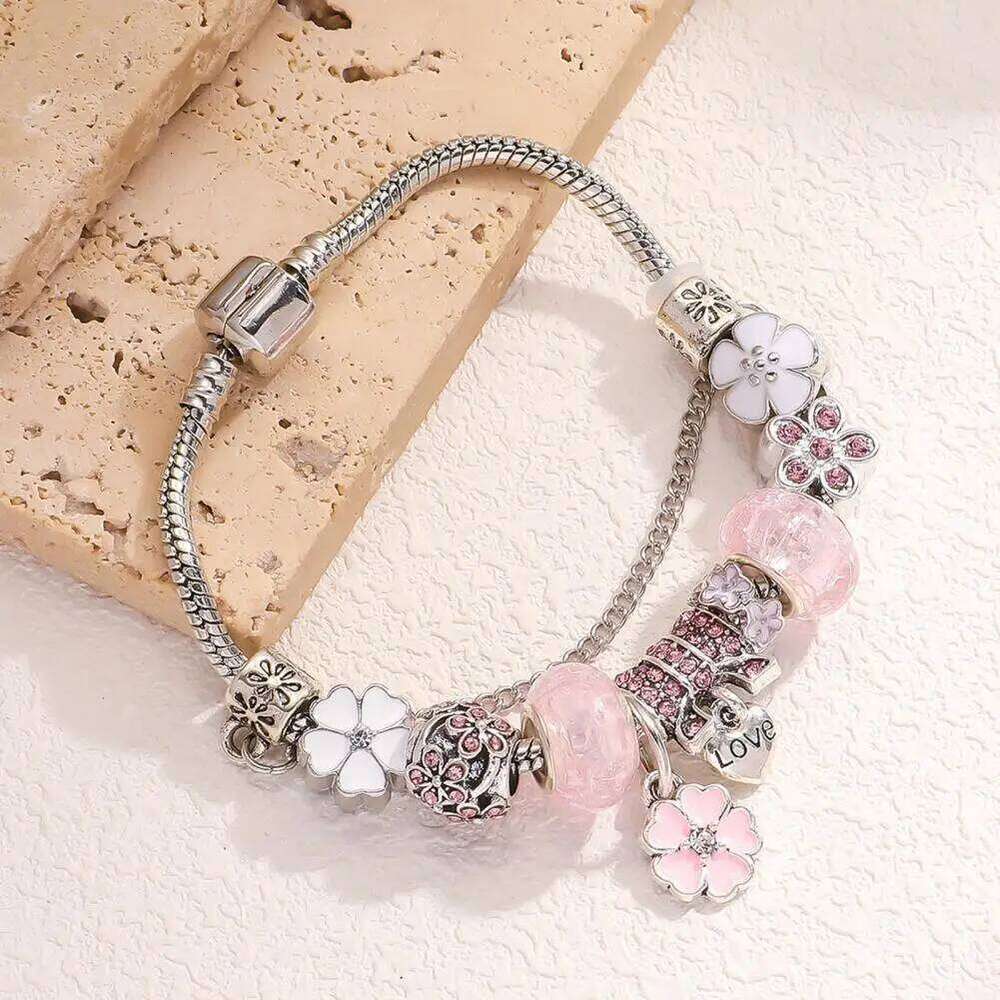Women Bangle Multi Flower Clover Pendant Secure Closure Rhinestone Decor Alloy Adjustable Bracelet Prom Dating Work Wrist Jewelr H260202
