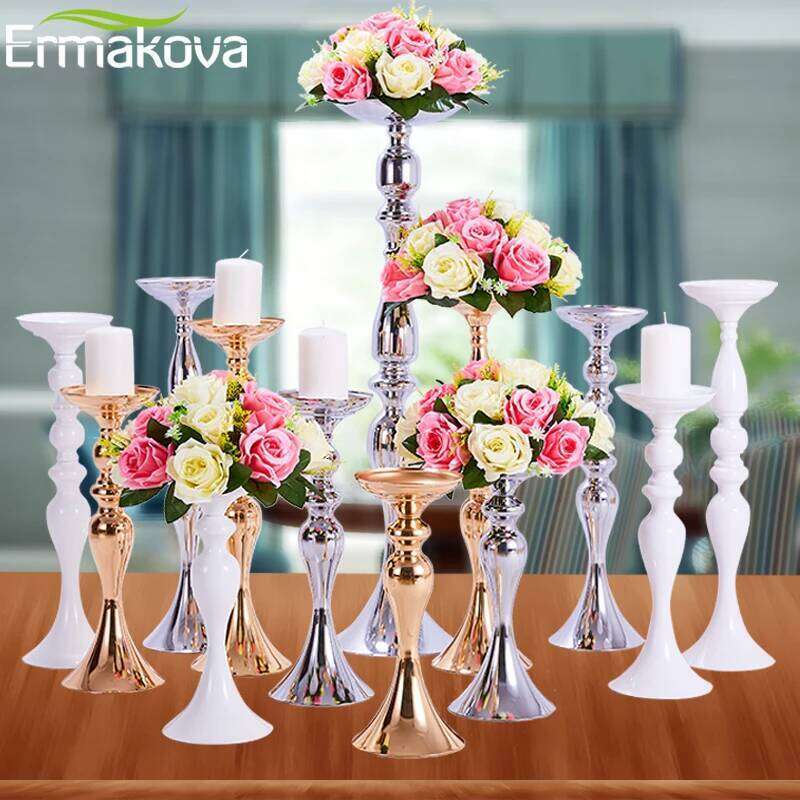 ERMAKOVA Candle Holders Stand Column Candlestick Event Road Lead Flower Vase Rack Table Wedding Centerpieces Party Dinner Decor Y260131
