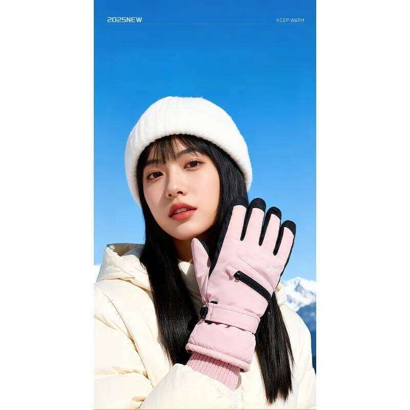 Winter waterproof and velvet skiing outdoor hiking anti slip gloves, women's touch screen gloves XJ260202