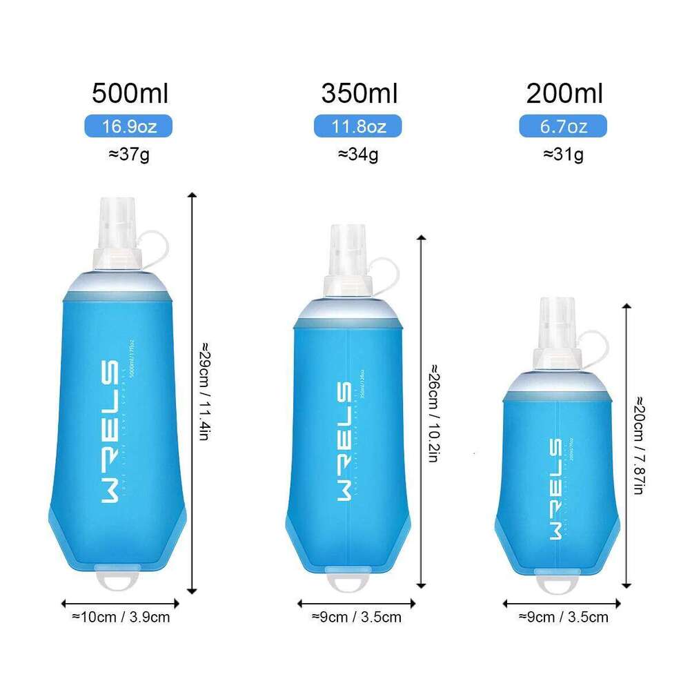 WRELS Outdoor Sport Bottle Camping Running Bicycle Folding TPU Soft Flask Water Bag Large Diameter Light BPA Free Z260202