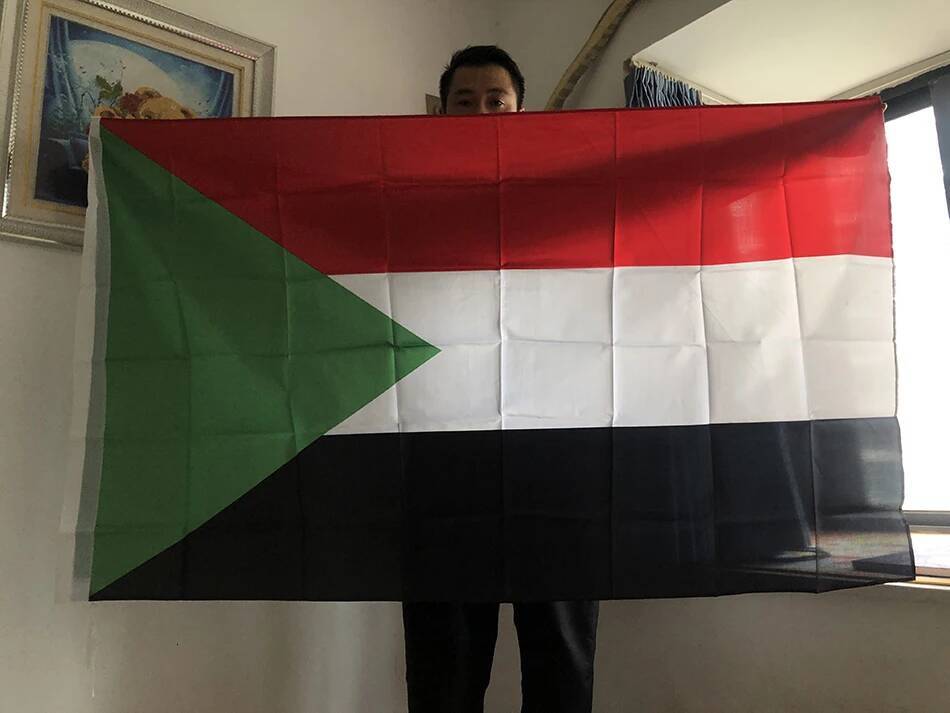 Sudan Flag 150x90cm Double Side Printed Polyester Hanging Sudan National Flag Sultan Banner For Decoration