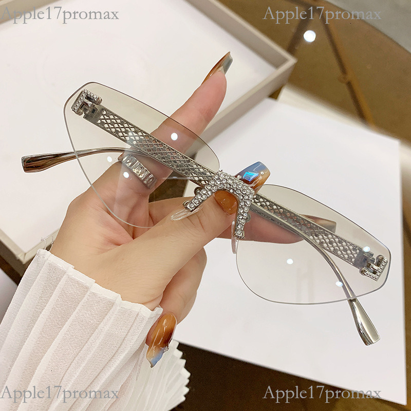 Luxury Brand Designer Kedun Letter F Frameless Diamond Triangle Cat Eye Sunglasses 2026 New Fashion Sunglasses European And American Street Style