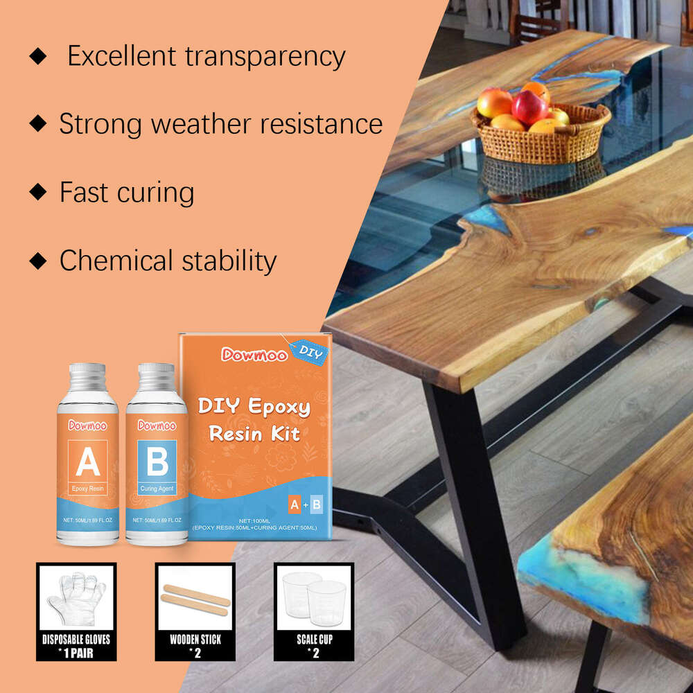 dowmoo Clear Epoxy Resin Kit Curing Glue Transparent Quick Drying Adhesive for Jewelry Making Craft Artwork S260202