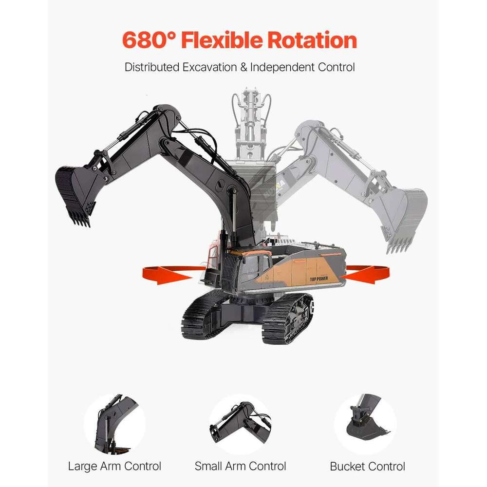 VEVOR 1:14 RC Excavator Toy 22 Channel Remote Control Digger with Shovel & Sounds Construction Vehicles for Kids Birthday Gifts Y260131