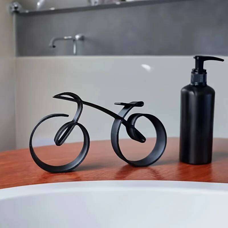 Modern Black Abstract Bicycle Sculpture - Chic Bike Decor Piece Home & Office, Ideal for Living Room, Bedroom, Study Y260202