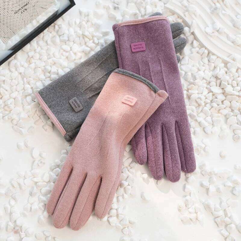New Women Winter Thick Plush Fashion Warm Suede Outdoor Guantes Lady Touchscreen Driving Gloves Sports Cycling Mittens XJ260202