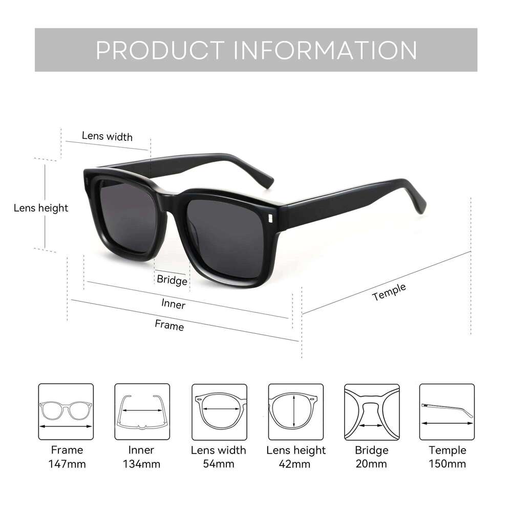 ZENOTTIC 2025 Trend Square Polarized Sunglasses Handmade Acetate Sun Glasses Fashion Patchwork Shades ZS6240 H260202