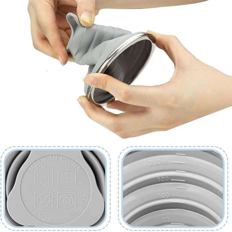 Outdoors Silicone Folding with Hanging Hole Creative Water Cup Travel Portable Coffee Cups Telescopic Drinking Mug Z260202