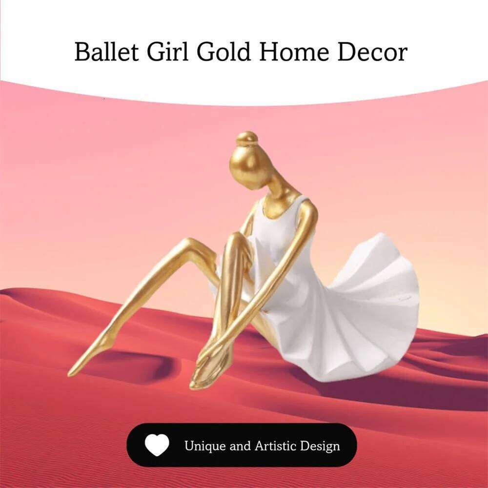 1 PC Ballet Girl Gold Home Decor Abstract Art Sculptures Statues Aesthetic Desk Dining Table Modern Living Room Y260202
