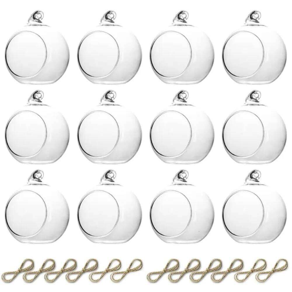 6/12Pcs Hanging Glass Tealight Globe Candle Holder Plant Terrarium Micro Landscape Container Flower Pots Home Wedding Party Deco Y260131