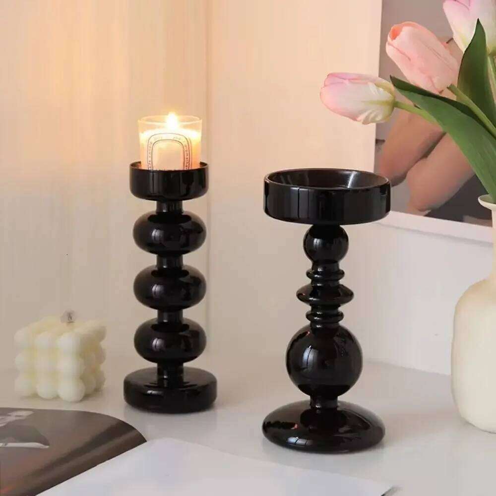 Simple European Style Glass Candle Holders Elegant Unique Tea Light Rack Romantic Retro Minimalist Candlestick Living Room Y260131