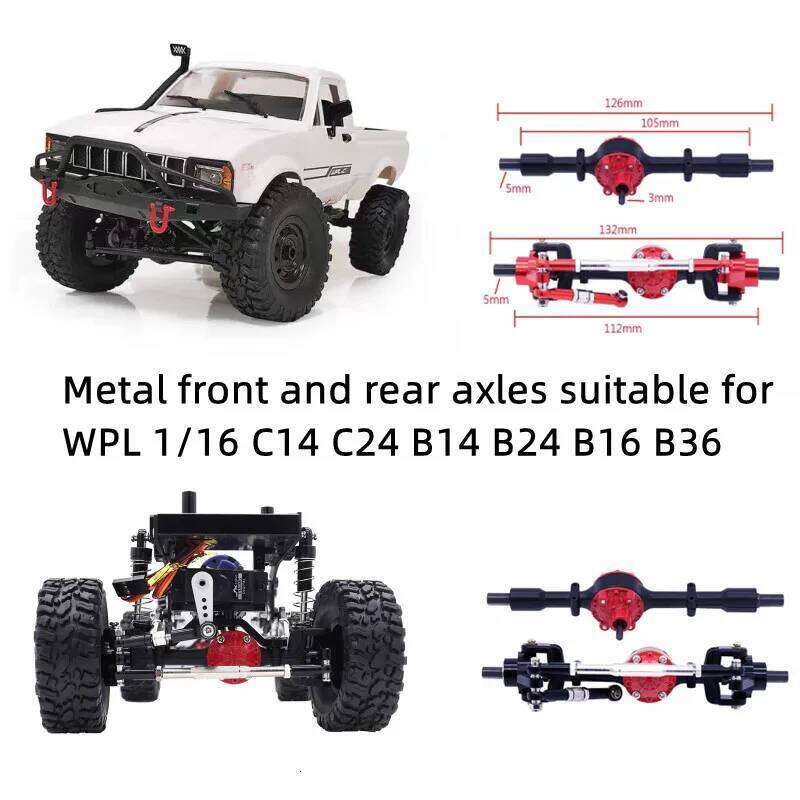 Suitable For WPL Model 1/16 C14 C24 B14 B24 B16 B36 RC Car Metal Upgrade Front And Rear Axle Assembly Y260131