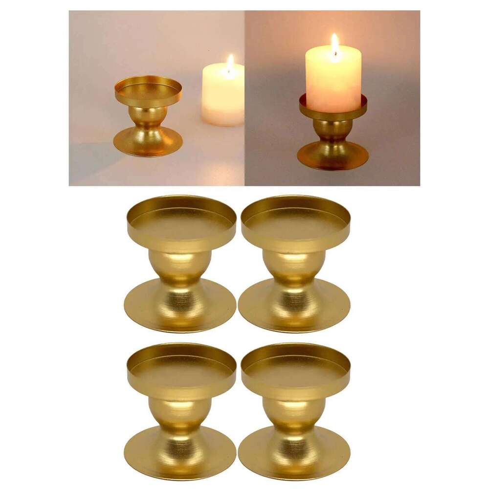 4Pcs Pillar Candle Candlestick Metal Structure Decorative Candlelight Holder for Wedding Table Centerpiece Durable Y260131