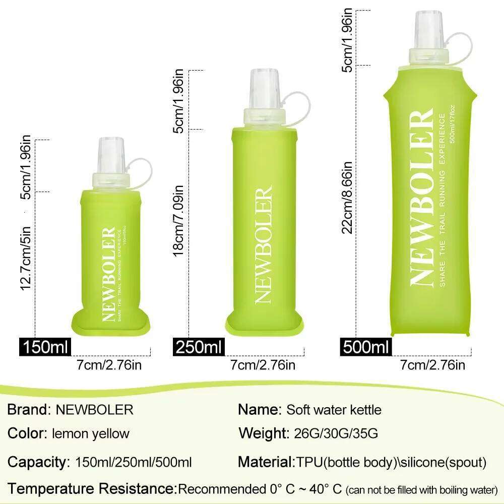 NEWBOLER TPU Silicone Bottle Outdoor Sport Running Bicycle Camping Climbing Soft Flask BPA Free Portable Water Bag Z260202