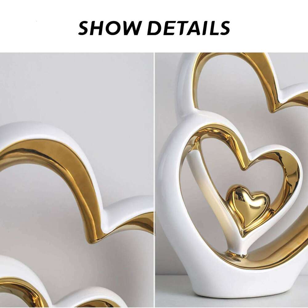 Ceramic Heart Statue Ornament Living Room Entrance Wine Desktop Decor for Glass Display Cabinet Valentine Birthday Gifts Y260202