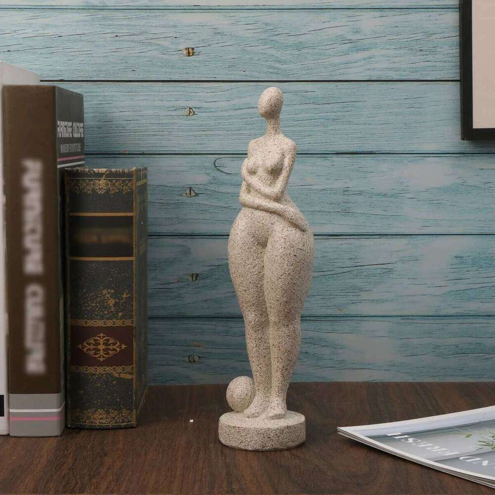 1pc, Resin Chubby Woman Statue Handmade Sandstone Abstract Art Home Living Room Office Cabinet Tabletop Entryway Dec Y260202