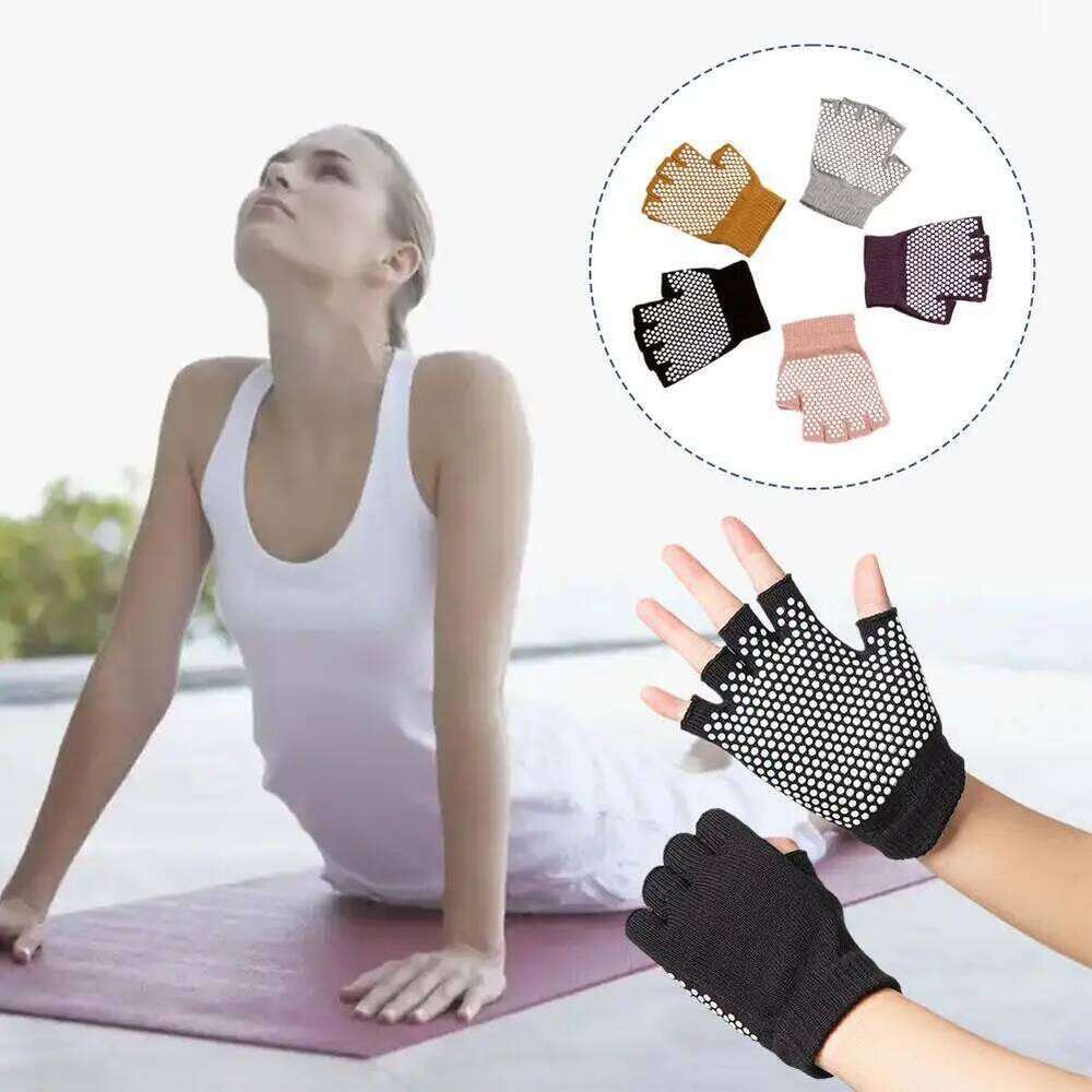 Non Anti Slip Grip Sticky Men Women Gym Yoga Pilates Balance Warm Fitness Half Finger Gloves Hand Protector XJ260202