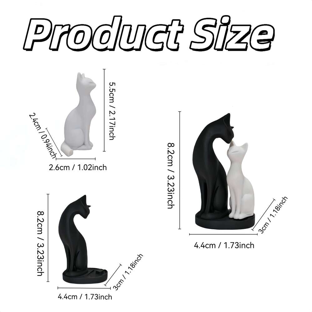 Black and white cat sculpture home decoration items are suitable for living rooms, computer desks, offices, etc Y260202